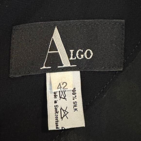 Vintage 90s ALGO Switzerland Womens Black 100% Silk Sheath Dress EU 42/US 14 - Picture 15 of 16